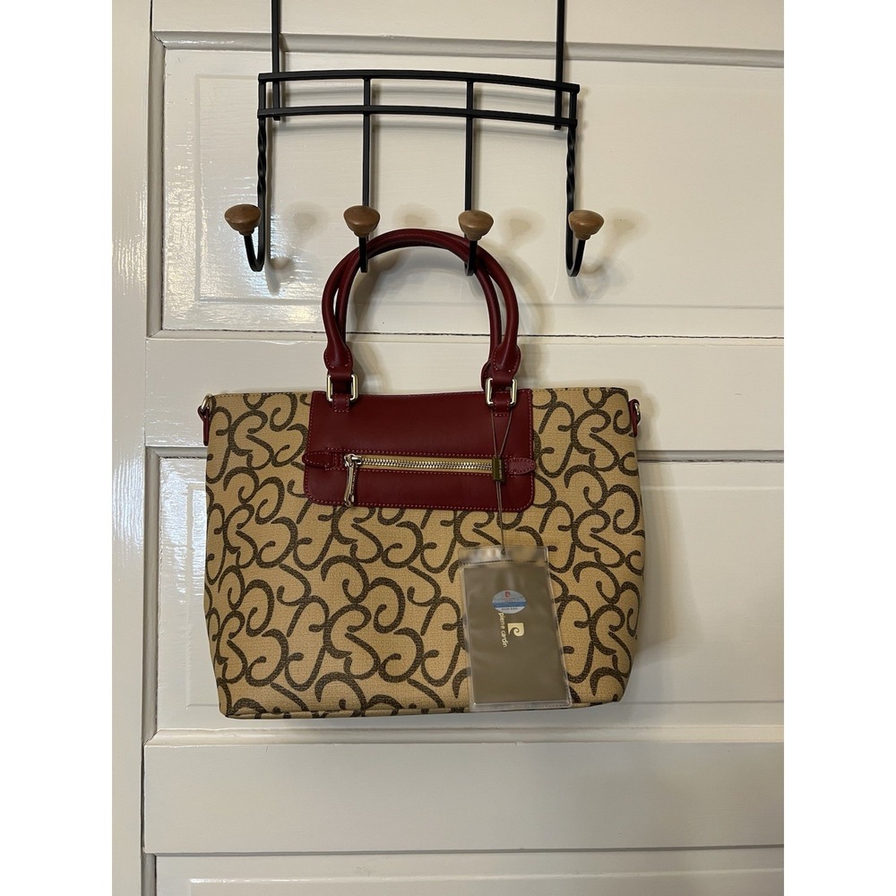 Pierre Cardin NWT Tote Purse Bag Chinese Label W Crossbody Strap Logo Vegan